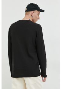 Tommy Jeans longsleeve bawełniany kolor czarny gładki. Kolor: czarny. Materiał: bawełna. Długość rękawa: długi rękaw. Wzór: gładki #5