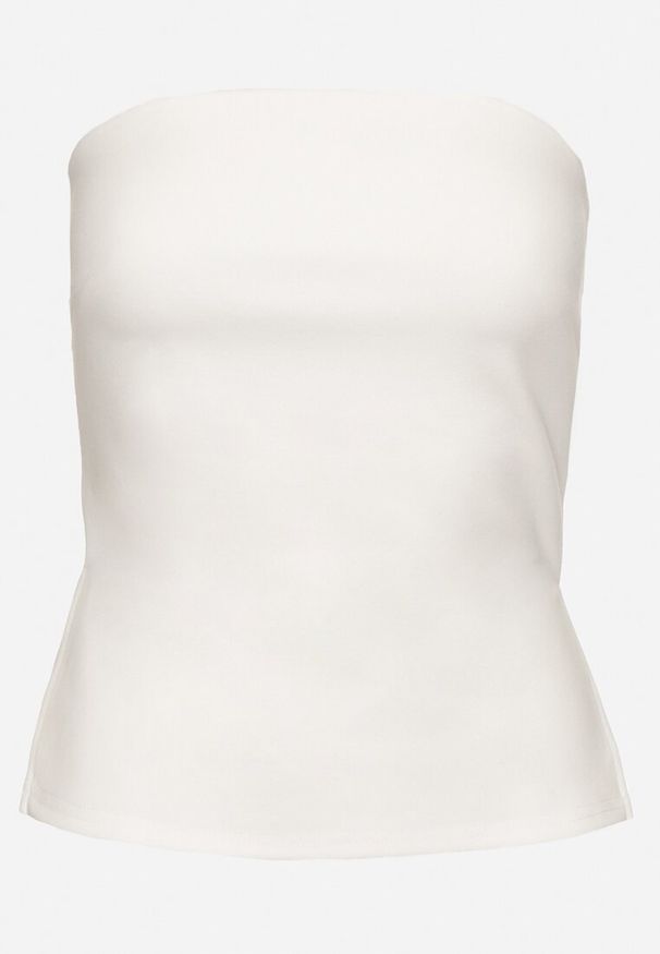 Born2be - Biały Top Bez Rękawów z Wiskozą Zdobiony Rozcięciami Salomira. Okazja: na co dzień. Kolor: biały. Materiał: wiskoza. Długość rękawa: bez rękawów. Wzór: aplikacja. Styl: casual, klasyczny, elegancki