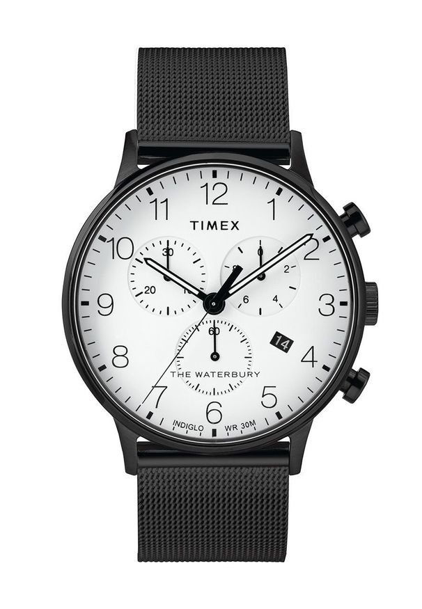 Timex zegarek TW2T36800 Waterbury Classic Chronograph. Kolor: biały. Materiał: materiał