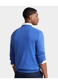 Ralph Lauren - RALPH LAUREN - Niebieski sweter z haftowanym logo. Typ kołnierza: polo. Kolor: niebieski. Materiał: bawełna. Długość rękawa: długi rękaw. Długość: długie. Wzór: haft #3
