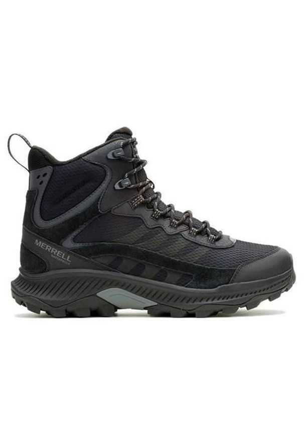 Buty trekkingowe męskie Merrell Moab Speed Strike Thermo Mid Wp. Wysokość cholewki: za kostkę. Zapięcie: sznurówki. Kolor: szary, wielokolorowy. Materiał: materiał, tkanina, syntetyk. Szerokość cholewki: normalna