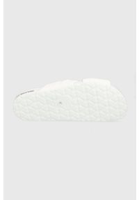 Love Moschino klapki damskie kolor biały. Kolor: biały. Materiał: materiał, guma. Wzór: gładki. Obcas: na obcasie. Wysokość obcasa: niski #2