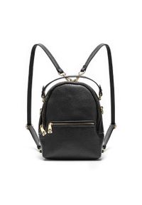 Kazar - Czarny plecak damski 2w1. Kolor: czarny. Materiał: skóra. Wzór: paski #1