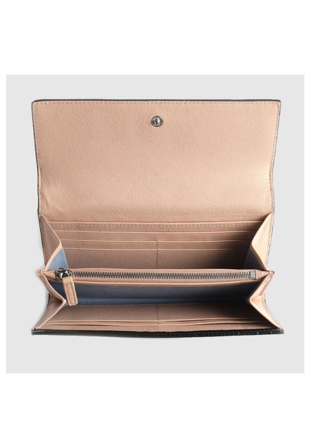 Emporio Armani - EMPORIO ARMANI Czarny portfel damski we wzór krokodyla. Kolor: czarny