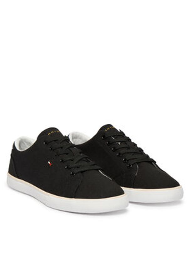 TOMMY HILFIGER - Tommy Hilfiger Tenisówki Th Low Profile Vulc Canvas FW0FW09102 Czarny. Kolor: czarny. Materiał: materiał