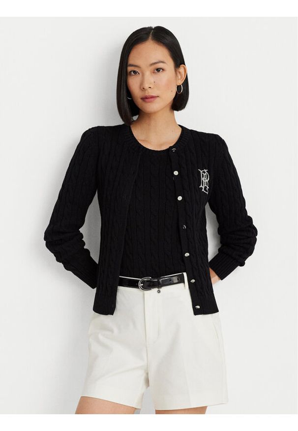 Lauren Ralph Lauren Kardigan 200932225003 Czarny Slim Fit. Kolor: czarny. Materiał: bawełna