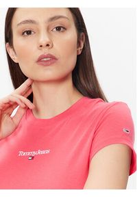Tommy Jeans T-Shirt Essential Logo DW0DW15444 Różowy Cropped Fit. Kolor: różowy. Materiał: bawełna, syntetyk #3