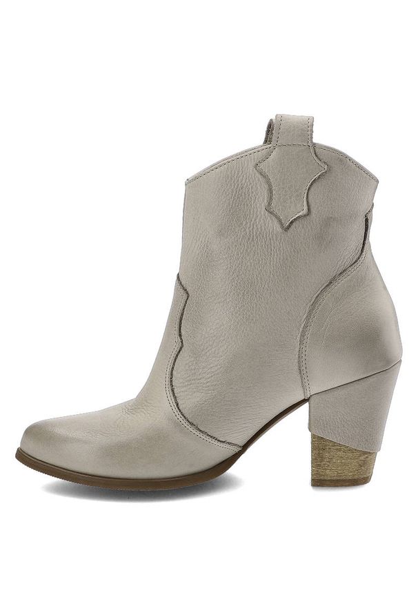 Beżowe Botki Exquisite Damskie Skórzane Modne Buty. Zapięcie: bez zapięcia. Kolor: beżowy. Materiał: skóra. Szerokość cholewki: normalna. Obcas: na obcasie. Wysokość obcasa: średni