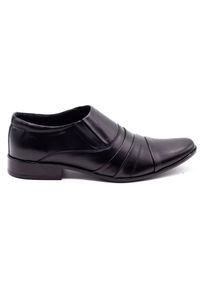 Lukas Wizytowe pantofle wsuwane 206 czarne. Okazja: na co dzień. Zapięcie: bez zapięcia. Kolor: czarny. Materiał: skóra. Styl: wizytowy #1