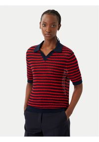 TOMMY HILFIGER - Tommy Hilfiger Polo Pointelle WW0WW50060 Czerwony Regular Fit. Typ kołnierza: polo. Kolor: czerwony. Materiał: syntetyk #1