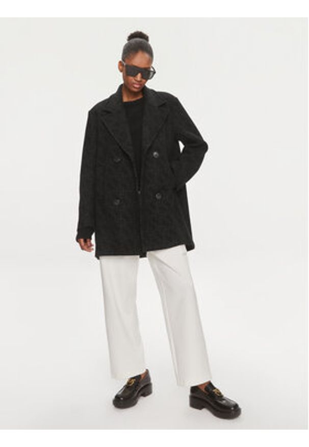 Pinko Płaszcz wełniany 101875 Y82W Czarny Regular Fit. Kolor: czarny. Materiał: bawełna