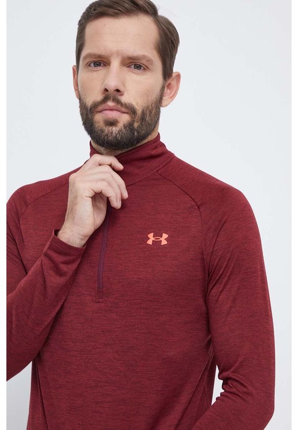 Under Armour bluza treningowa Tech 2.0 kolor bordowy melanżowa. Kolor: czerwony. Materiał: skóra, materiał. Długość rękawa: raglanowy rękaw. Długość: krótkie. Wzór: melanż