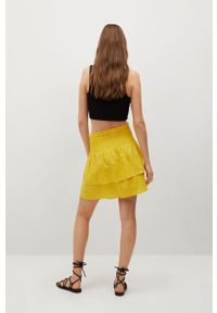 mango - Mango - Spódnica LACI. Stan: podwyższony. Kolor: żółty. Materiał: włókno #3