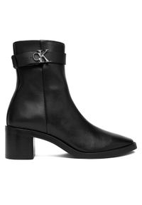Calvin Klein Botki Block Heel Boot W/ Metal Logo HW0HW02591 Czarny. Kolor: czarny. Materiał: skóra