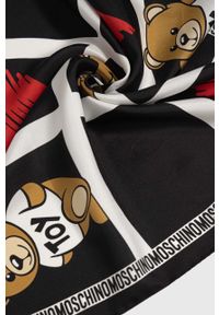 MOSCHINO - Moschino apaszka jedwabna kolor czarny wzorzysta. Kolor: czarny. Materiał: jedwab #3