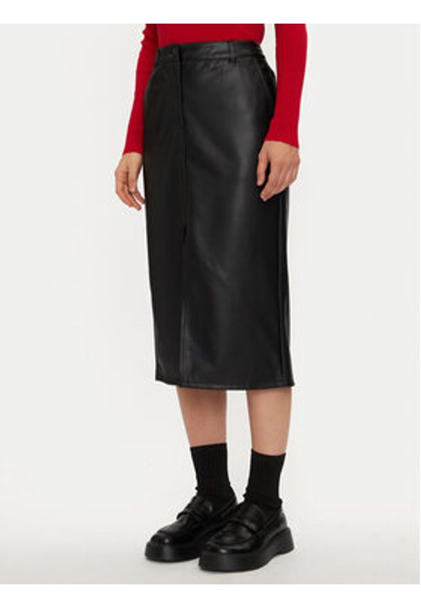 JDY Spódnica z imitacji skóry Alexa 15330385 Czarny Slim Fit. Kolor: czarny. Materiał: skóra