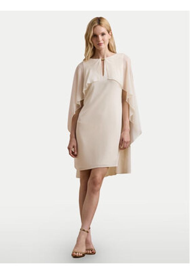 Lauren Ralph Lauren - LAUREN RALPH LAUREN Sukienka koktajlowa 253957566 Écru Regular Fit. Kolor: kremowy. Materiał: syntetyk. Styl: wizytowy