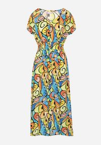 Born2be - Żółta Bawełniana Sukienka z Abstrakcyjnym Wzorem Emilisse. Okazja: na co dzień. Kolor: żółty. Materiał: bawełna. Styl: klasyczny, casual #6