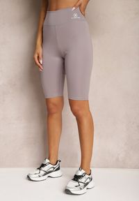 Renee - Jasnofioletowe Szorty w Stylu Kolarek High Waist Wykończone Gumką w Pasie Elenea. Okazja: na co dzień. Stan: podwyższony. Kolor: fioletowy. Styl: casual #5