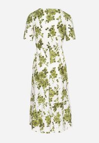 Born2be - Zielona Sukienka z Bawełny Ażurowa w Kwiaty z Rozkloszowanym Dołem Florbia. Okazja: na co dzień. Kolor: zielony. Materiał: bawełna. Długość rękawa: krótki rękaw. Wzór: kwiaty, ażurowy. Sezon: wiosna. Typ sukienki: rozkloszowane. Styl: klasyczny, casual #2