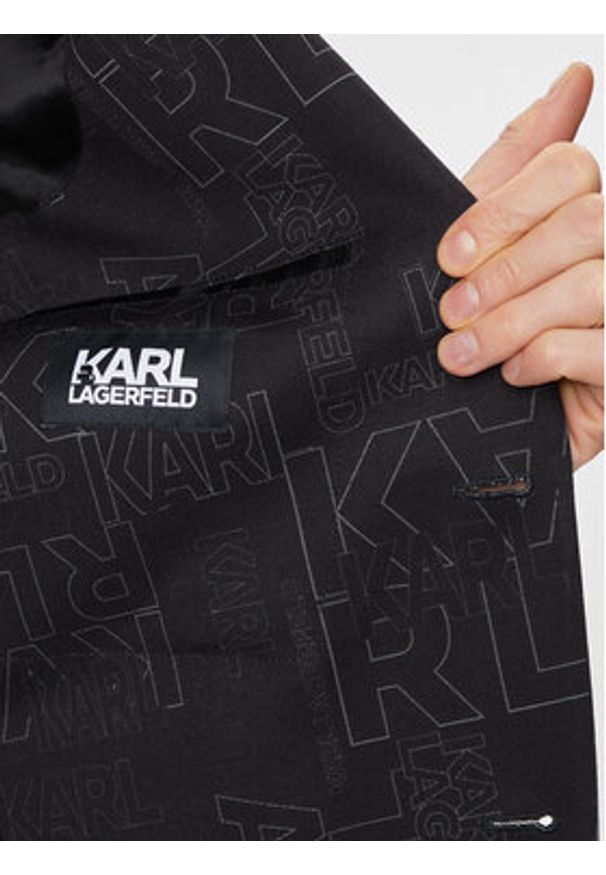 Karl Lagerfeld - KARL LAGERFELD Marynarka 155205 541007 Czarny Slim Fit. Typ kołnierza: dekolt w karo. Kolor: czarny. Materiał: syntetyk