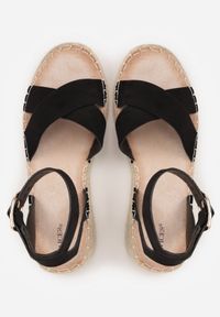 Born2be - Czarne Plecione Sandały Boho VICES ze Skrzyżowanymi Paskami Aqiaria. Okazja: na co dzień. Zapięcie: pasek. Kolor: czarny. Materiał: len. Sezon: lato. Styl: boho #3