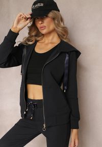 Renee - Czarna Rozsuwana Bluza z Kapturem Lecua. Typ kołnierza: kaptur. Kolor: czarny. Styl: klasyczny