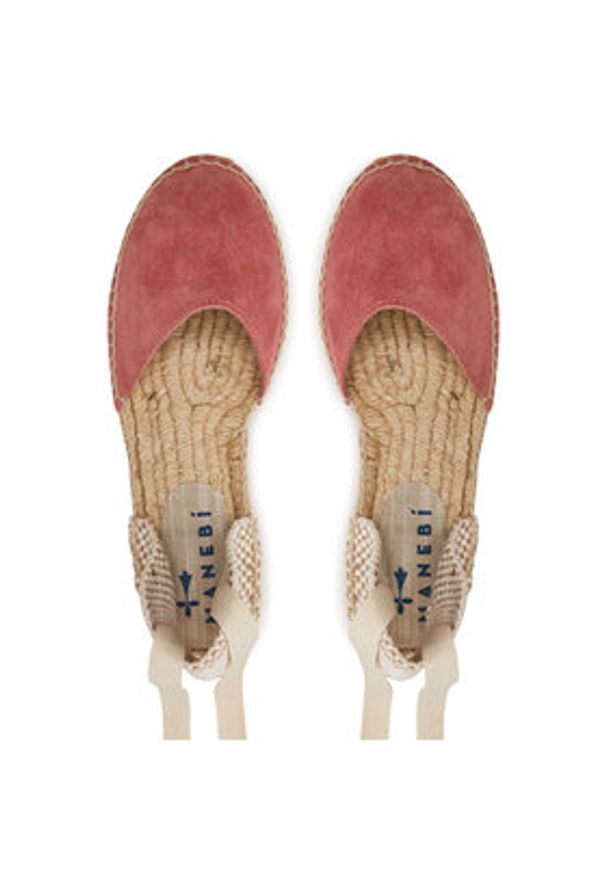 Manebi Espadryle Hamptons Flat Valenciana Espadrilles R 7.0 P0 Bordowy. Kolor: czerwony. Materiał: zamsz, skóra