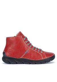 Rieker Botki 55020-33 Czerwony. Kolor: czerwony. Materiał: skóra