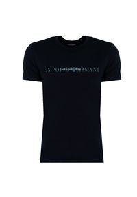 Emporio Armani T-shirt | 111035 4F729 | Mężczyzna | Granatowy. Okazja: na spotkanie biznesowe, na co dzień. Kolor: niebieski. Materiał: bawełna, elastan. Wzór: nadruk. Styl: casual, biznesowy