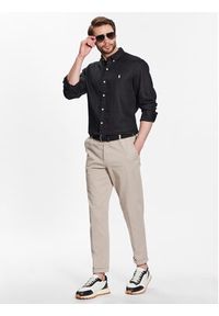 Polo Ralph Lauren Koszula 710829443011 Czarny Slim Fit. Typ kołnierza: polo. Kolor: czarny. Materiał: len #4