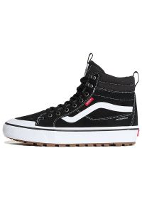 Buty męskie Vans SK8-Hi Waterproof VN000DAQBA21 - czarne. Kolor: czarny. Materiał: guma, syntetyk, skóra, materiał. Szerokość cholewki: normalna. Technologia: Primaloft. Sezon: jesień. Model: Vans SK8