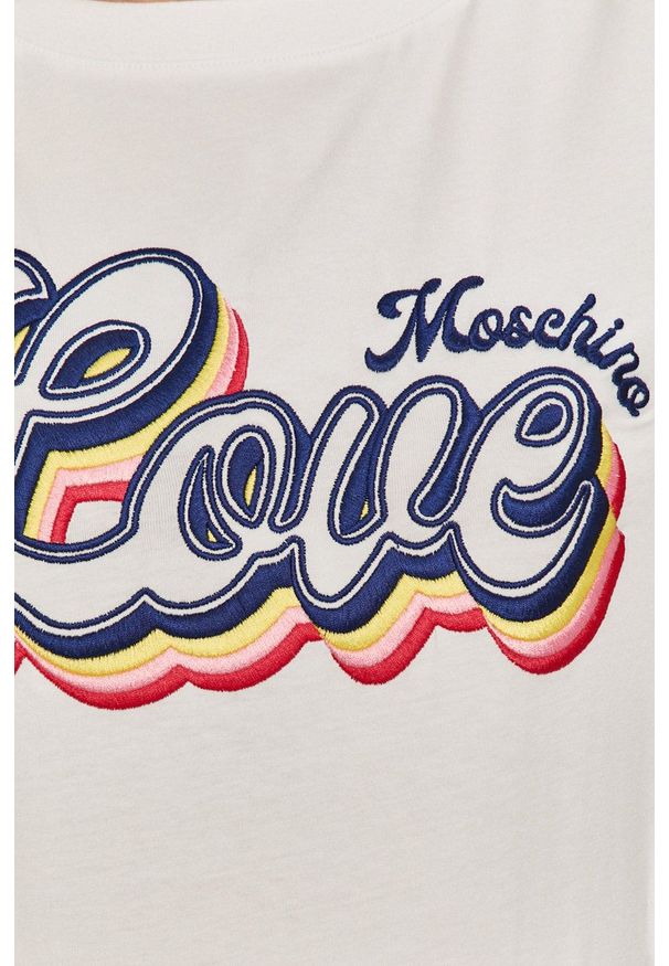 Love Moschino T-shirt kolor biały. Okazja: na co dzień. Kolor: biały. Wzór: nadruk. Styl: casual