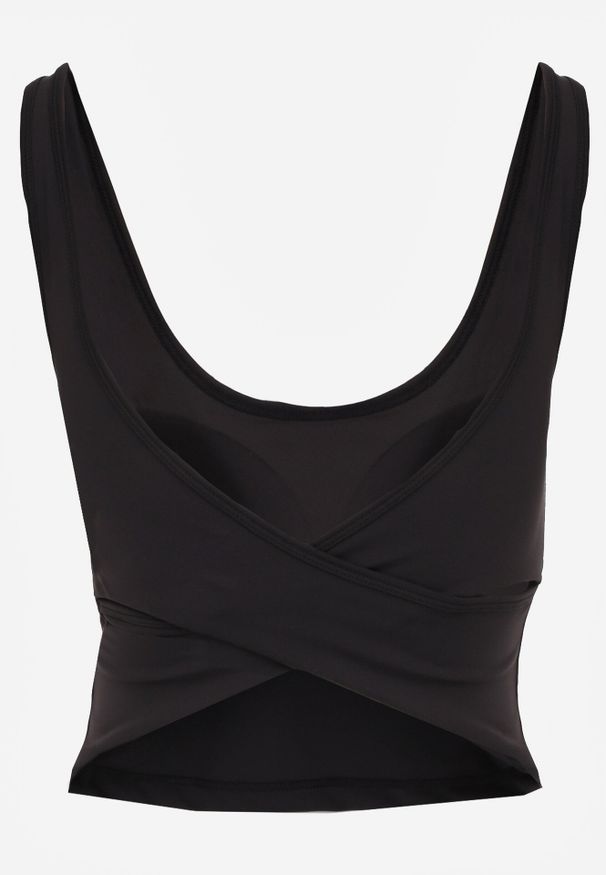 Born2be - Czarny Sportowy Top z Odkrytymi Plecami i Skrzyżowanymi Paskami Daemoth. Okazja: na co dzień. Typ kołnierza: kaptur. Kolor: czarny. Styl: sportowy