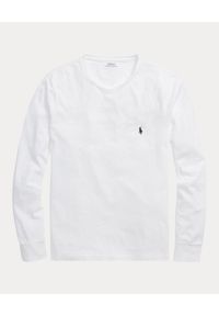 Ralph Lauren - RALPH LAUREN - Biała koszulka Custom Slim Fit. Typ kołnierza: polo. Kolor: biały. Materiał: bawełna, materiał. Długość: długie. Wzór: haft. Styl: klasyczny #4