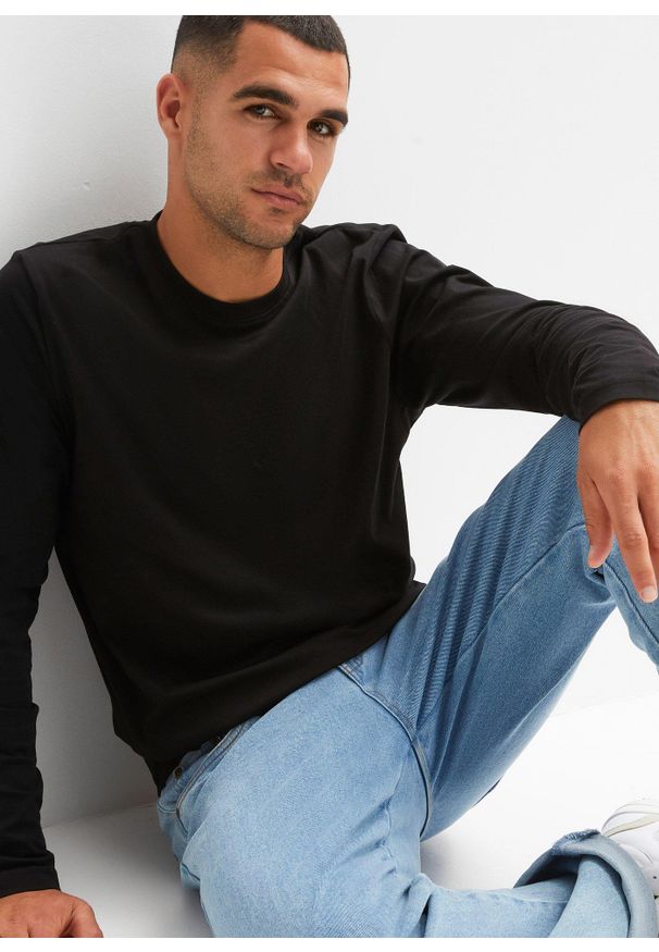 bonprix - Koszulka z długim rękawem (2 szt.). Kolor: czarny. Długość rękawa: długi rękaw. Długość: długie. Wzór: aplikacja