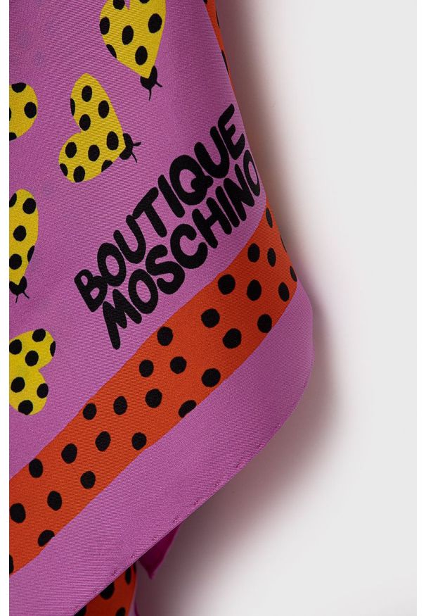 MOSCHINO - Moschino Apaszka jedwabna kolor różowy wzorzysta. Kolor: różowy. Materiał: jedwab