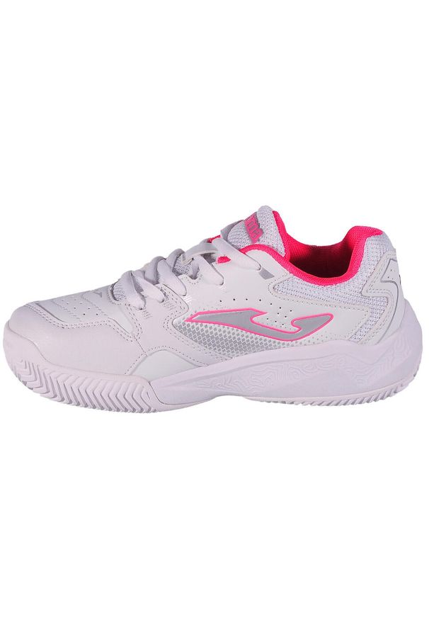 Buty do tenisa dla dzieci Joma Master 1000 Jr. Zapięcie: sznurówki. Kolor: biały, wielokolorowy, różowy. Materiał: materiał, syntetyk, skóra. Szerokość cholewki: normalna. Sport: tenis
