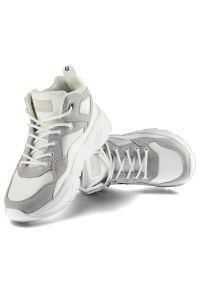Big-Star - Białe Sneakersy Big Star Damskie Modne Obuwie. Zapięcie: sznurówki. Kolor: biały. Materiał: skóra ekologiczna, zamsz, materiał. Szerokość cholewki: normalna #3