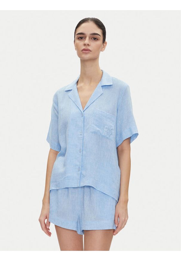 DKNY Piżama YI90054 Błękitny Regular Fit. Kolor: niebieski. Materiał: wiskoza
