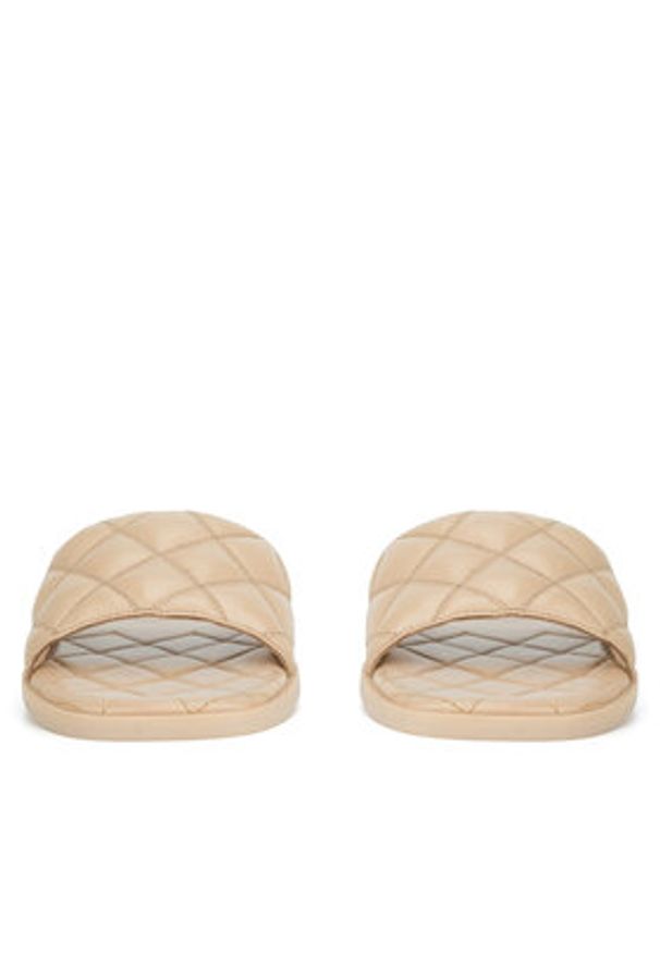 Badura Klapki HAPPY-08W3-086 Beżowy. Kolor: beżowy. Materiał: skóra