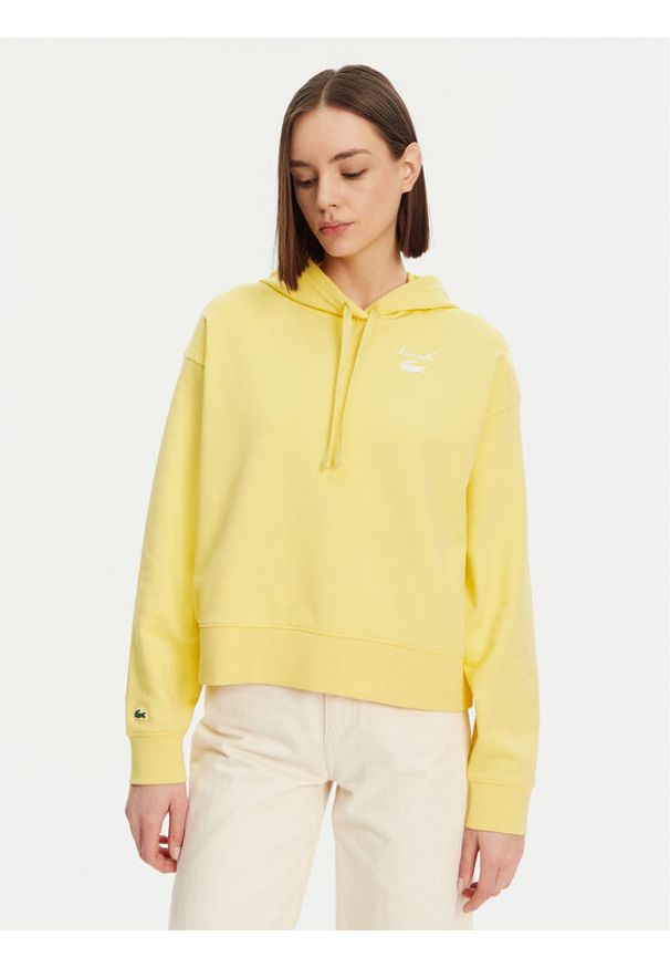 Lacoste Bluza SF2649 Żółty Relaxed Fit. Kolor: żółty. Materiał: bawełna