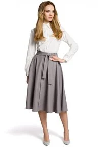 MOE - Rozkloszowana spódnica midi z kieszeniami. Materiał: materiał, elastan #3