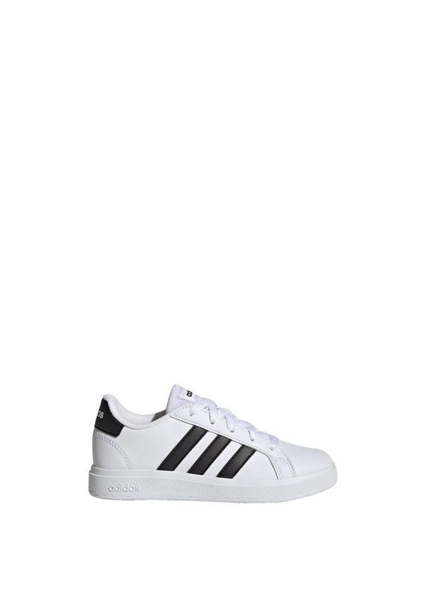 Buty do chodzenia dla dzieci Adidas Grand Court Lifestyle Tennis Lace-Up. Kolor: czarny, biały, wielokolorowy. Materiał: materiał, syntetyk. Sport: turystyka piesza