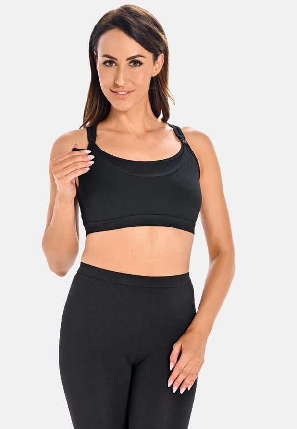 TEYLI - Top damski sportowy Teyli Maya. Kolor: czarny. Materiał: bawełna, elastan. Sport: fitness