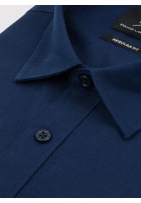 Pako Lorente - PAKO LORENTE - Granatowa koszula męska z lnem. Kolor: niebieski, biały. Materiał: len. Długość rękawa: długi rękaw. Długość: długie. Sezon: wiosna #8