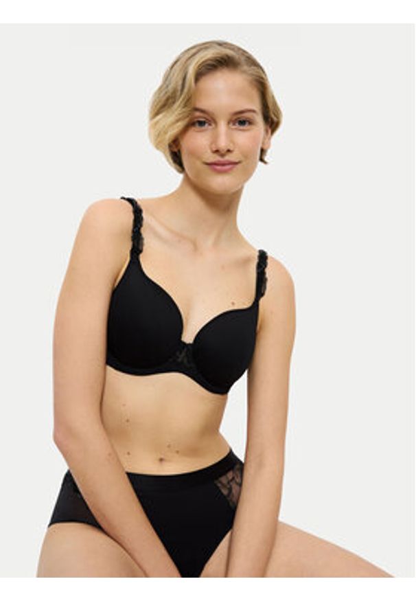 Triumph Biustonosz z fiszbiną Wild Azalea 10219874 Czarny. Kolor: czarny. Materiał: syntetyk