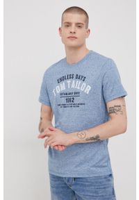 Tom Tailor t-shirt męski melanżowy. Kolor: niebieski. Materiał: dzianina. Wzór: melanż