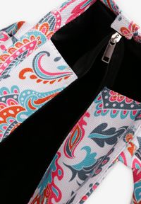 Born2be - Pomarańczowa Geometryczna Torebka Shopper w Ornamentalny Wzór Alisetha. Kolor: pomarańczowy. Wzór: geometria. Styl: elegancki, casual