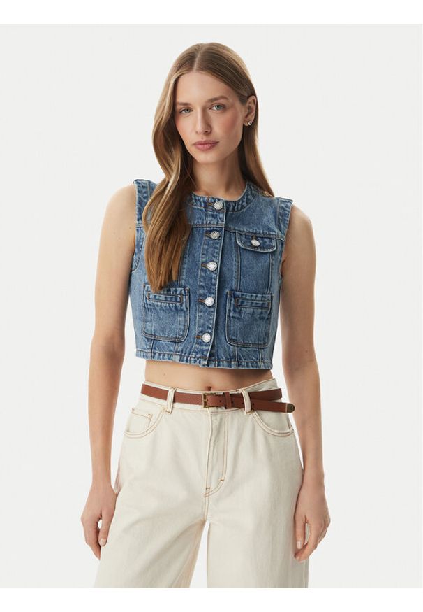 Morgan Kamizelka 261-VCHARMY Niebieski Regular Fit. Kolor: niebieski. Materiał: jeans
